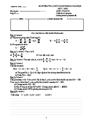Bài kiểm tra chất lượng đầu năm học 2015 - 2016 môn Toán 8